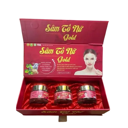 Viên Uống Sâm Tố Nữ Placentra Estrogen Beauty Queen Diamond Gold - Giúp Cân Bằng nội tiết tố nữ ĐỎ (HỘP 3 LỌ)